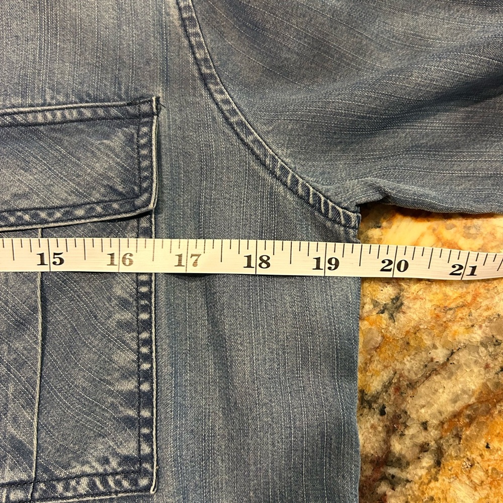 💙”Rails” Maverick Dark Vintage Wash Shacket w/ Hidden Button Front Size S💙 - Picture 13 of 15